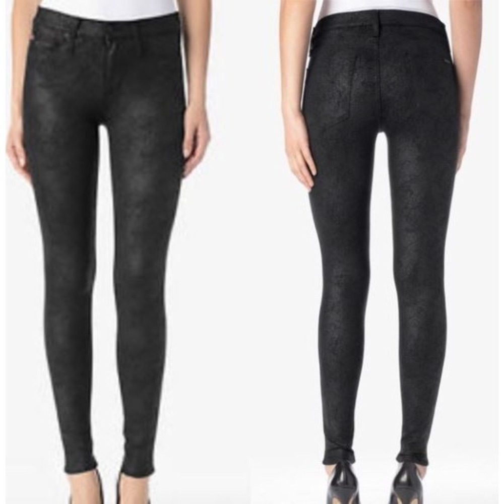 Hudson Nico Midrise Super Skinny Jeans size 26 Crackled Black Echo Stretch